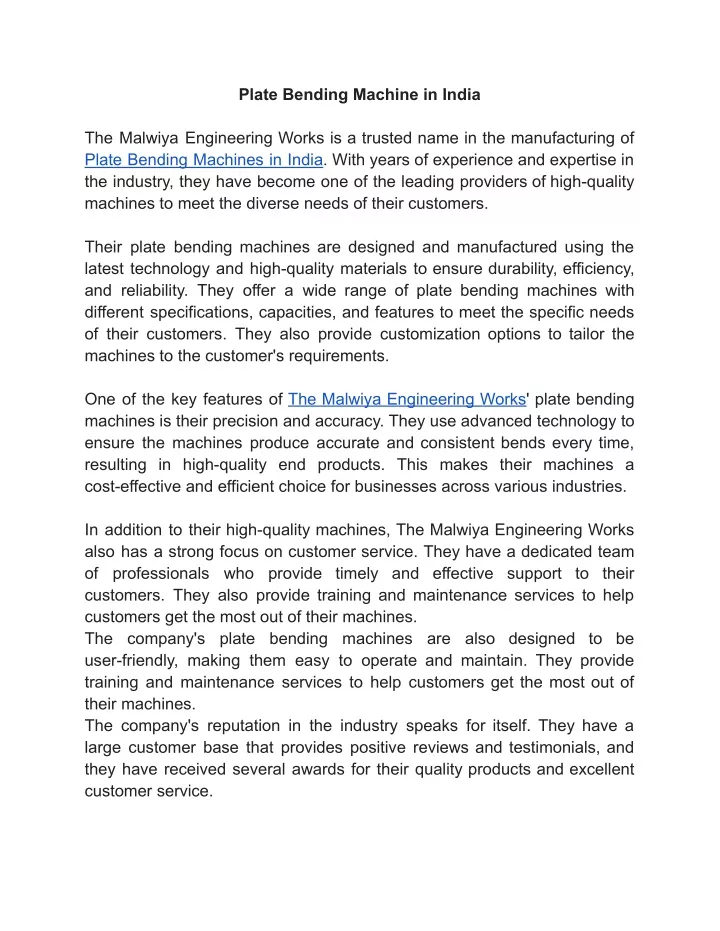 plate bending machine in india