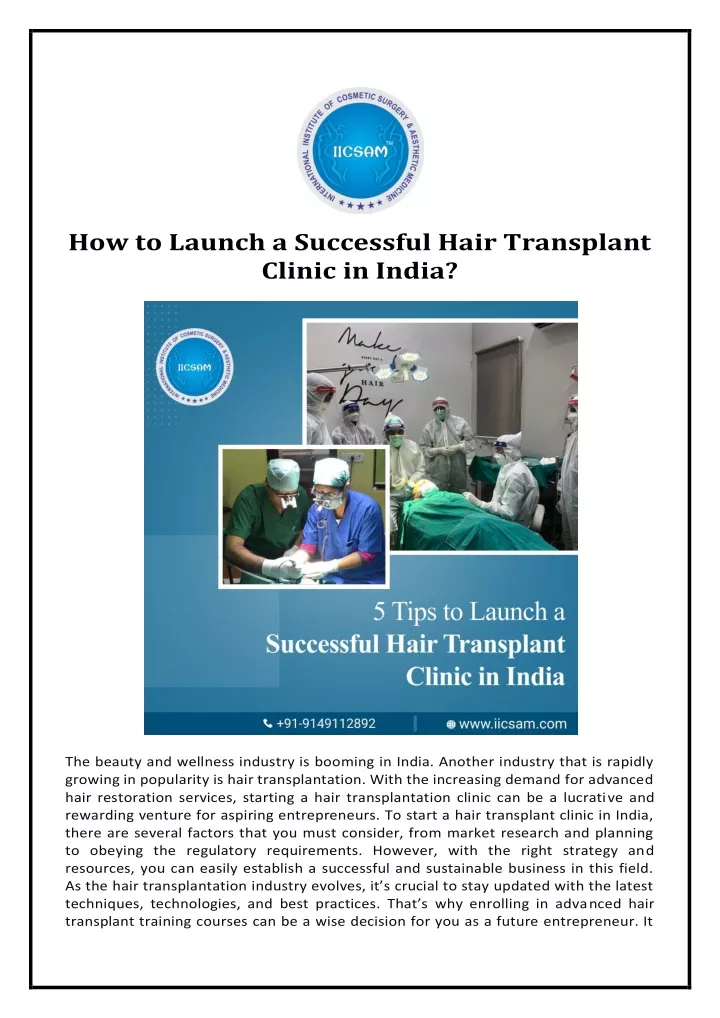 how to launch a successful hair transplant clinic