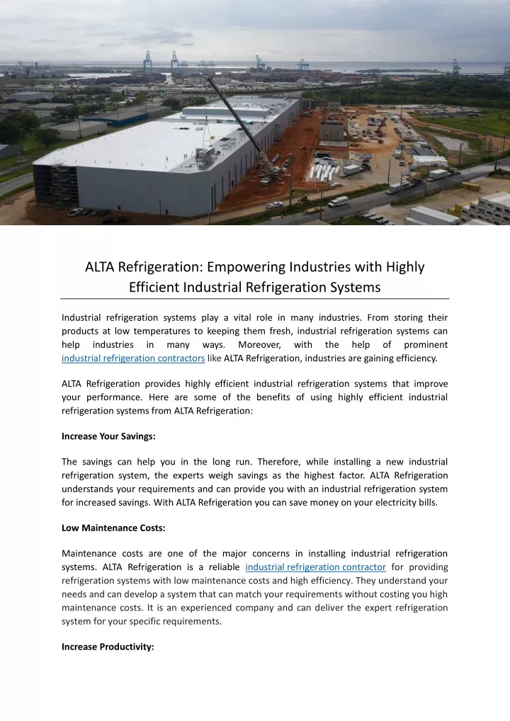 alta refrigeration empowering industries with