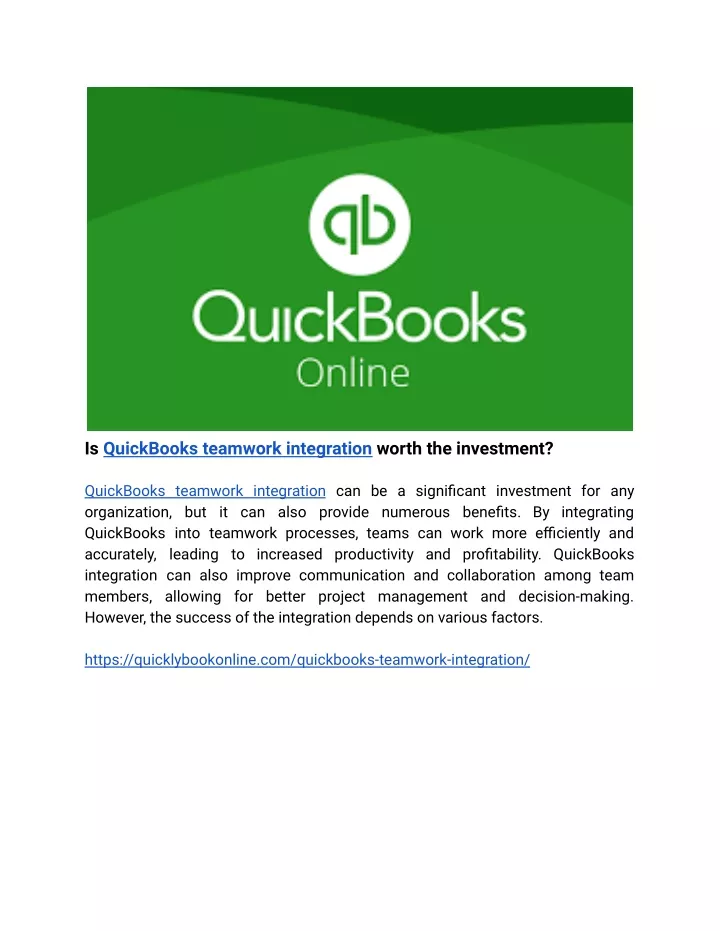 is quickbooks teamwork integration worth
