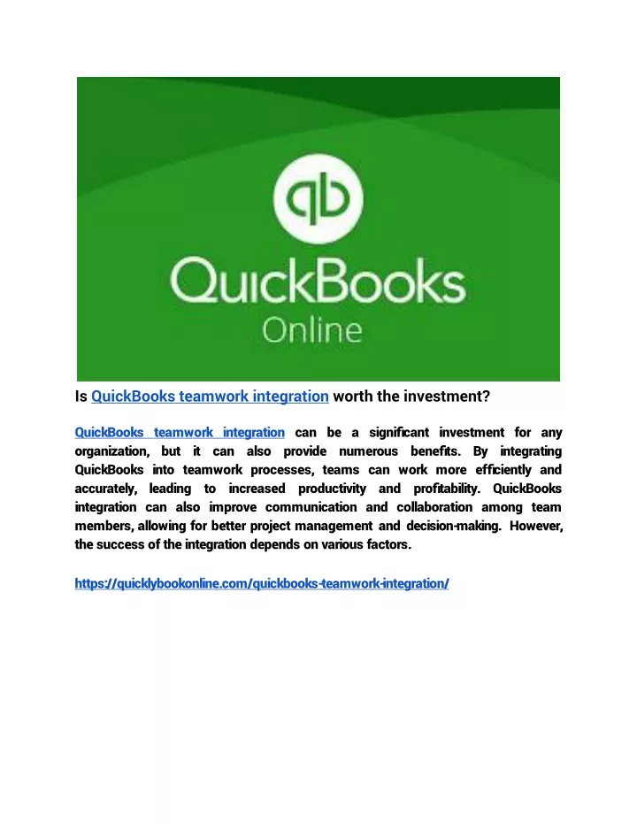 is quickbooks teamwork integration worth