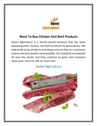 Want To Buy Chicken And Beef Products.