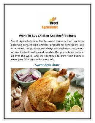 Want To Buy Chicken And Beef Products