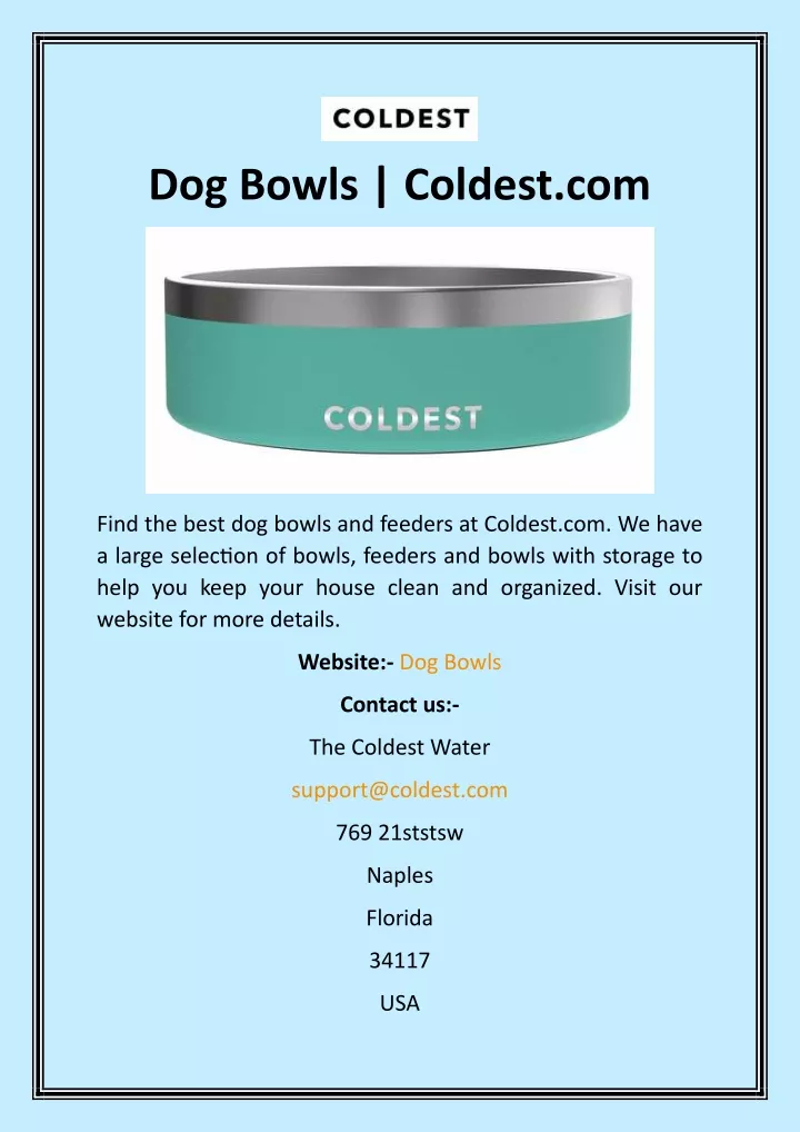 dog bowls coldest com