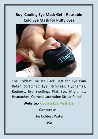 Buy  Cooling Eye Mask Gel  Reusable Cold Eye Mask for Puffy Eyes