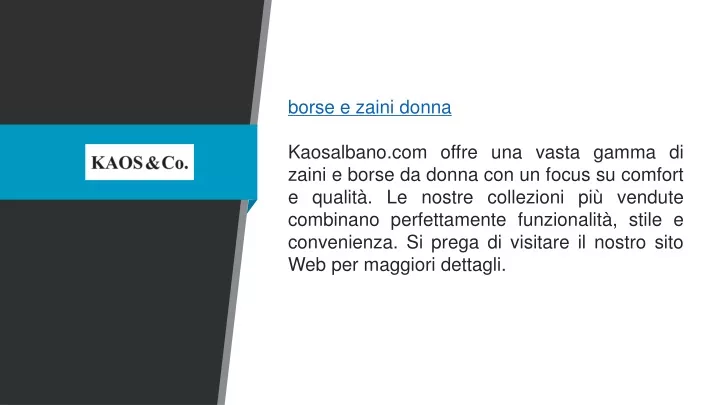 borse e zaini donna kaosalbano com offre