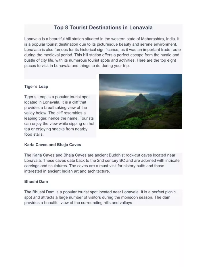 PPT - Top 8 Tourist Destinations in Lonavala PowerPoint Presentation ...