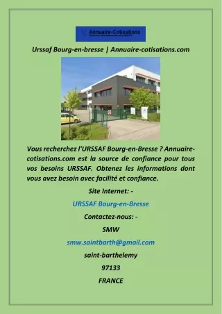 Urssaf Bourg-en-bresse  Annuaire-cotisations