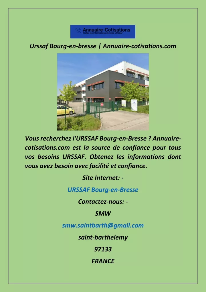 urssaf bourg en bresse annuaire cotisations com