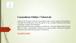 Luxusuhren Online  Valoret.de