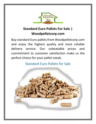 Standard Euro Pallets For Sale Woodpelletcorp.com