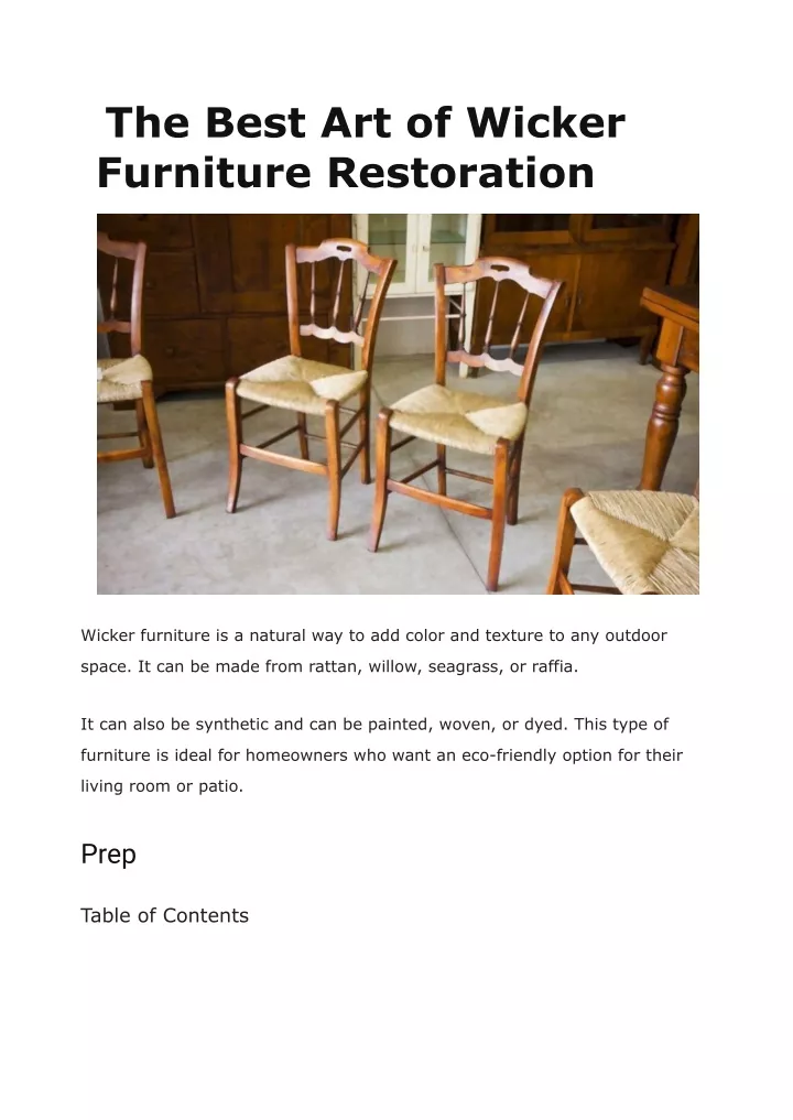 vi the best art of wicker furniture restoration