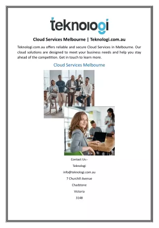 Cloud Services Melbourne Teknologi.com.au