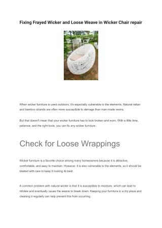 fixing frayed wicker and loose weave in wicker