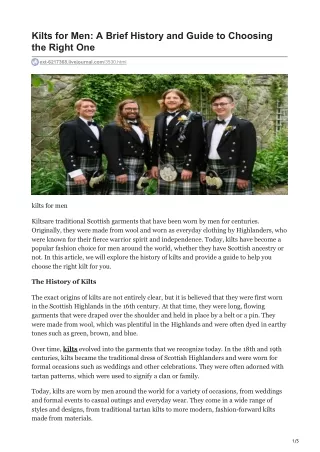 kilts for men a brief history and guide