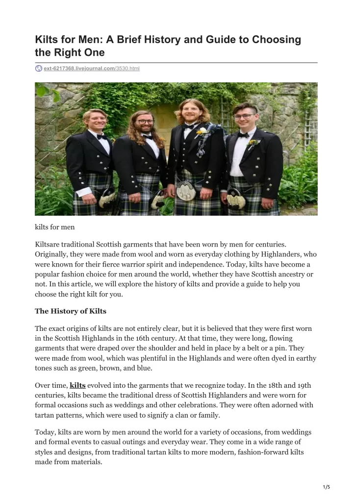 kilts for men a brief history and guide