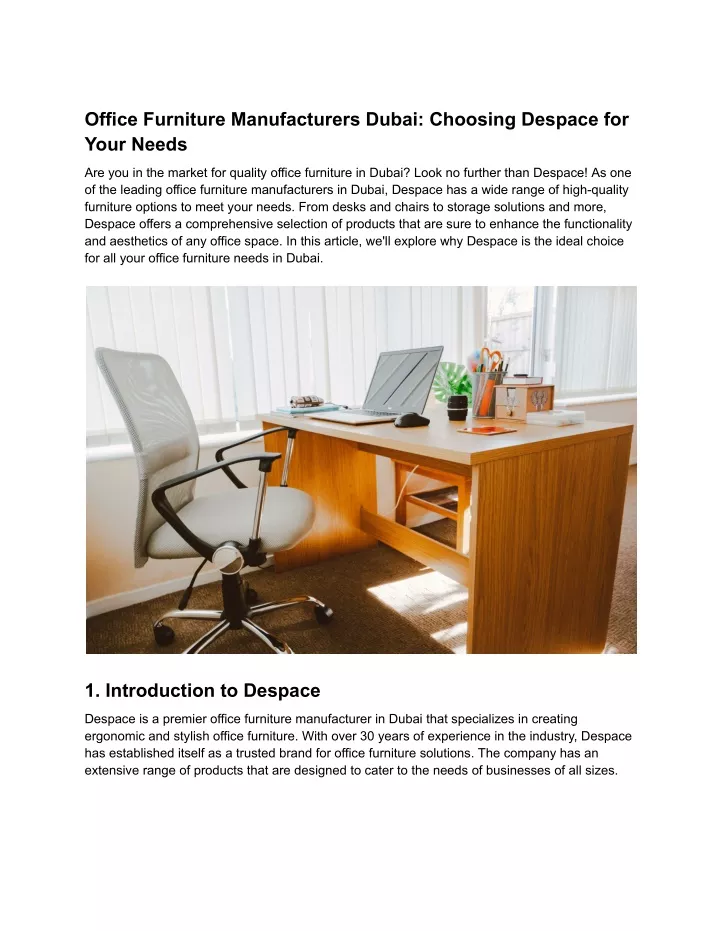 office furniture manufacturers dubai choosing