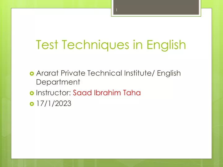test techniques in english