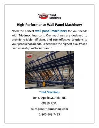 High-Performance Wall Panel Machinery