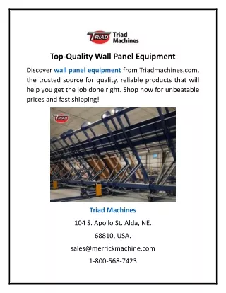 Top-Quality Wall Panel Equipment