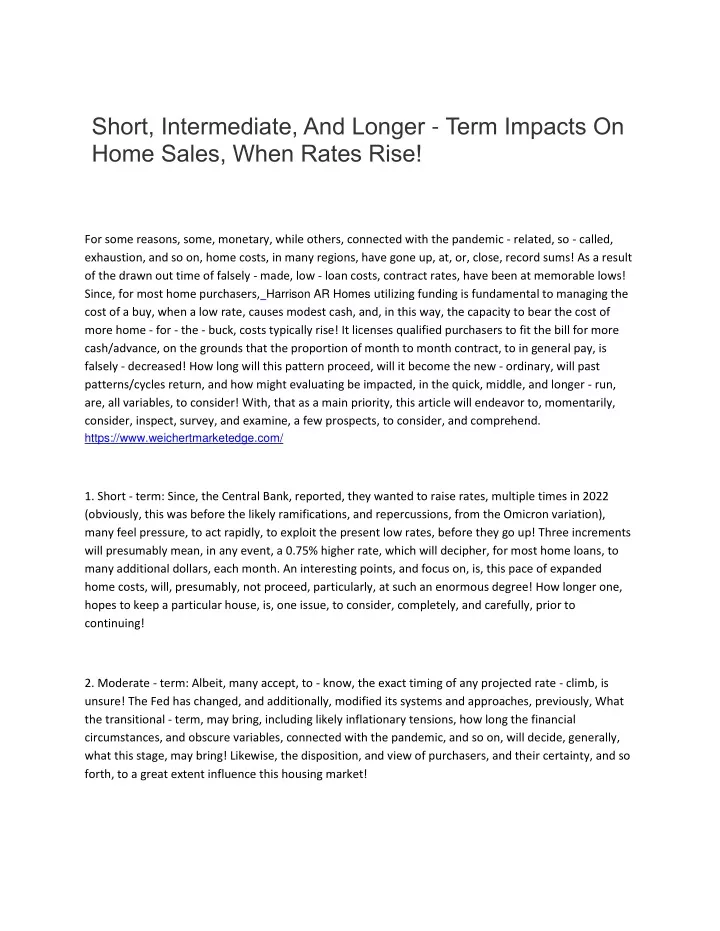 short intermediate and longer term impacts