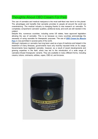 Thoughts About CBD Cream For Pain