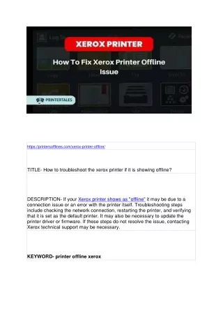 https printersofflines com xerox printer offline