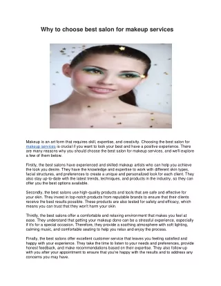 why to choose best salon for makeup services