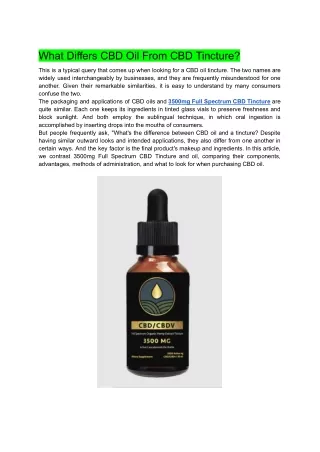 What Differs CBD Oil From CBD Tincture_