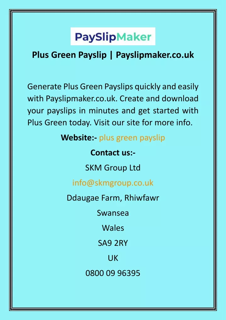 plus green payslip payslipmaker co uk