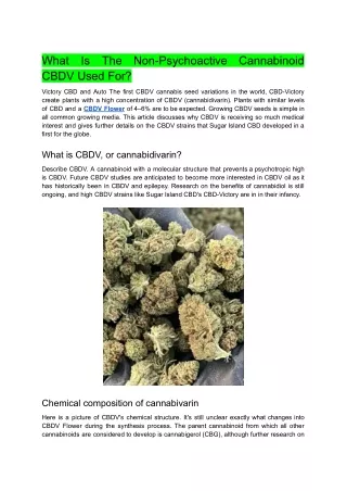 What Is The Non-Psychoactive Cannabinoid CBDV Used For_