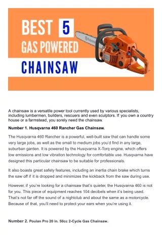 Best Gas Powered Chainsaws (Top 5 Picks)