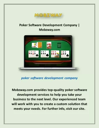 Poker Software Development Company | Mobzway.com
