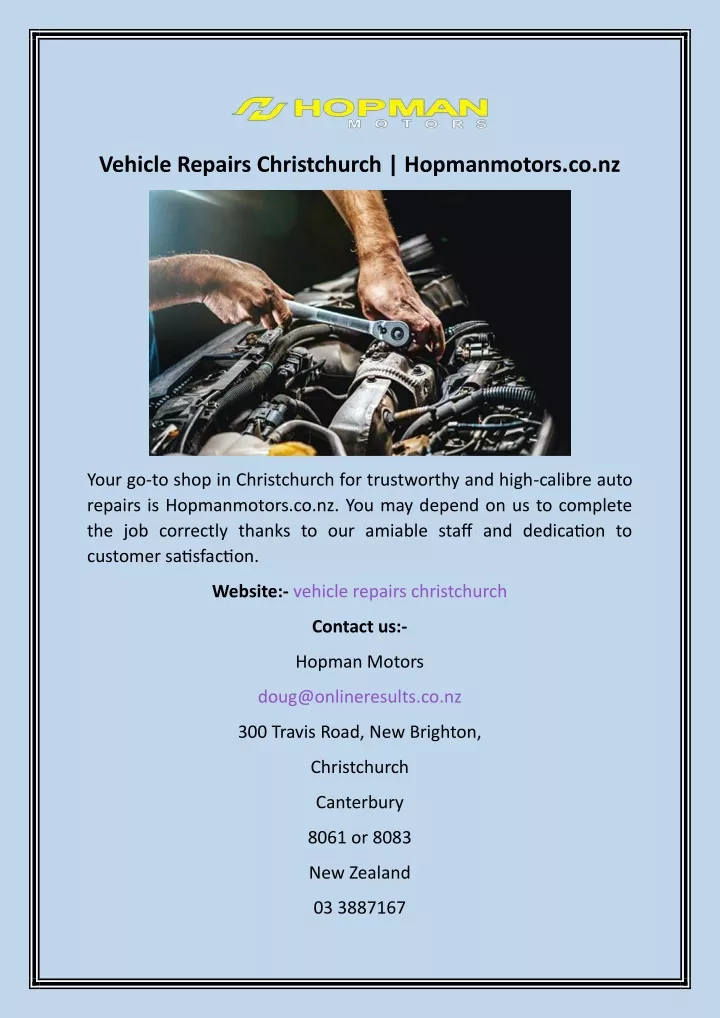 vehicle repairs christchurch hopmanmotors co nz