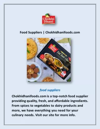 food suppliers chokhidhanifoods com