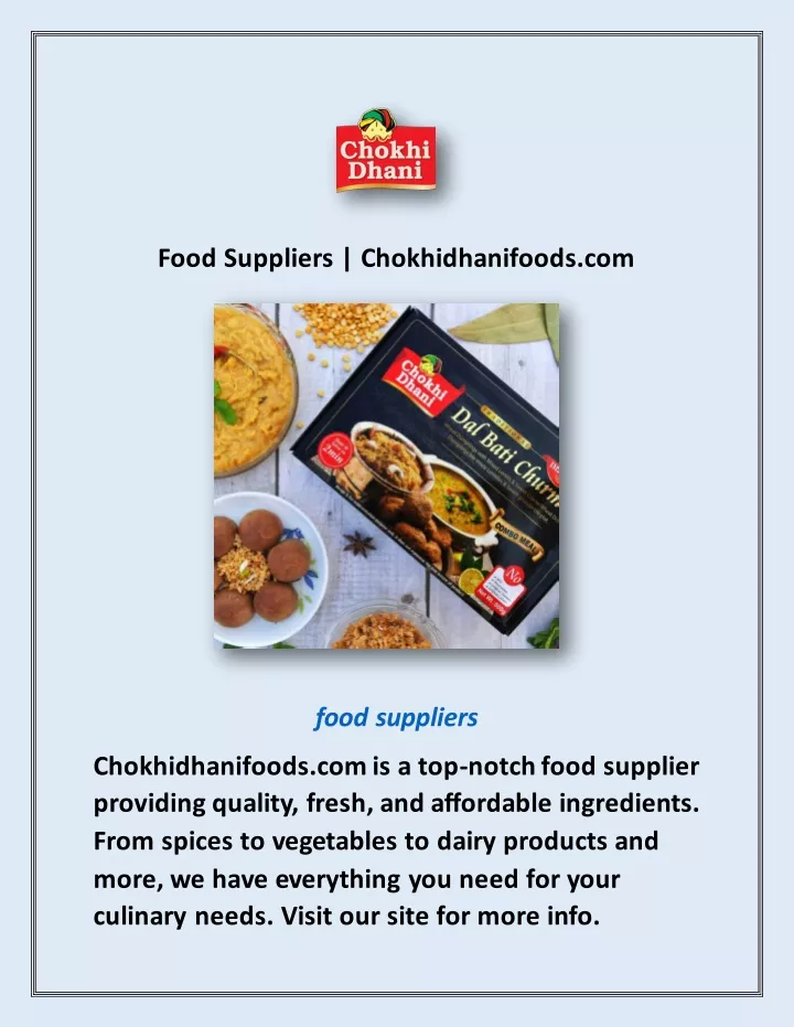 food suppliers chokhidhanifoods com