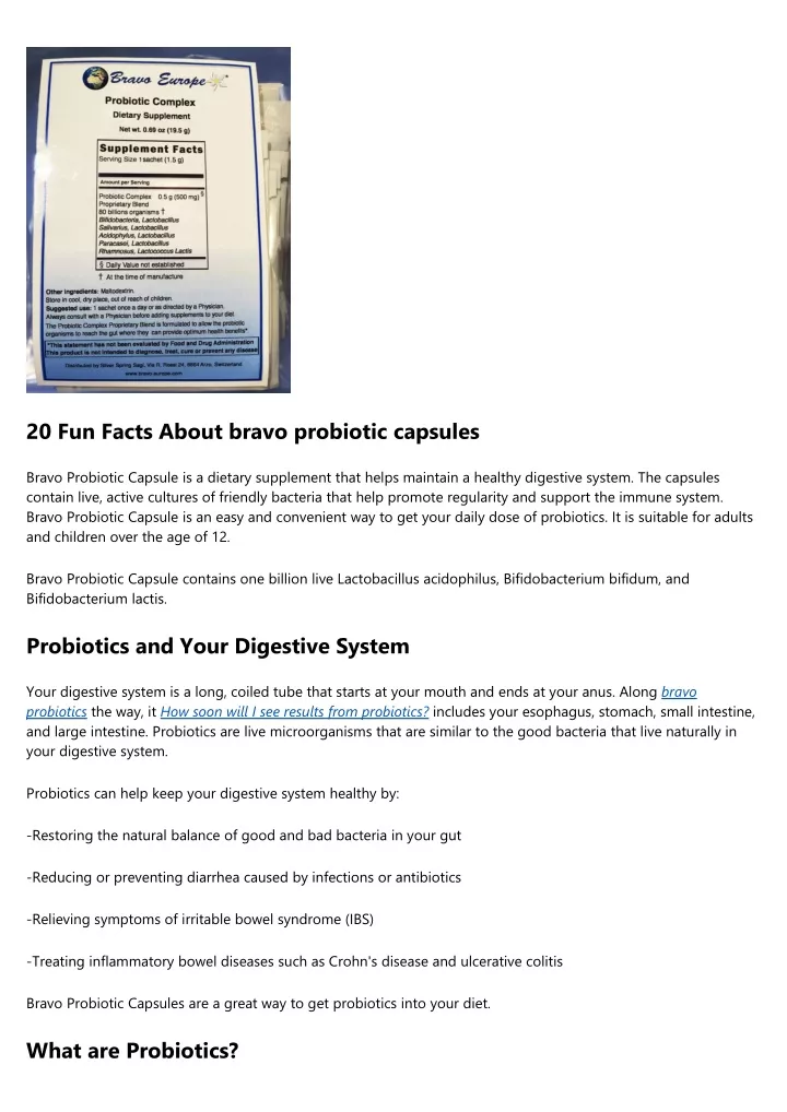 20 fun facts about bravo probiotic capsules