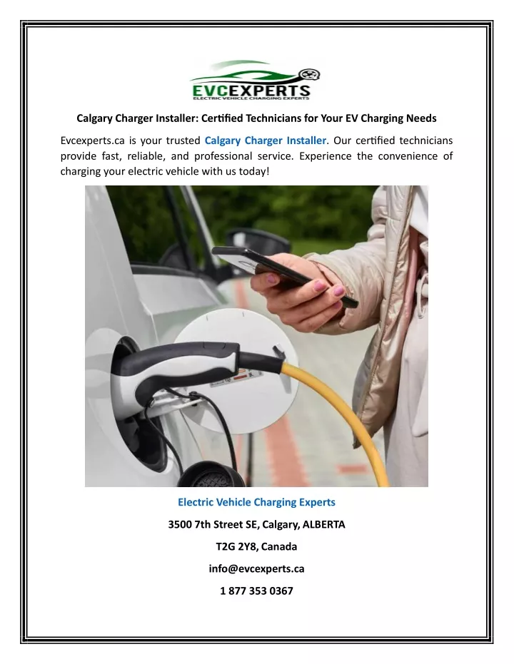 calgary charger installer certified technicians