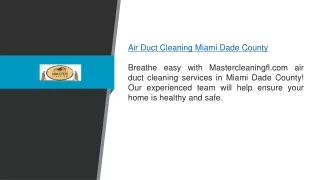 Air Duct Cleaning Miami Dade County Mastercleaningfl.com