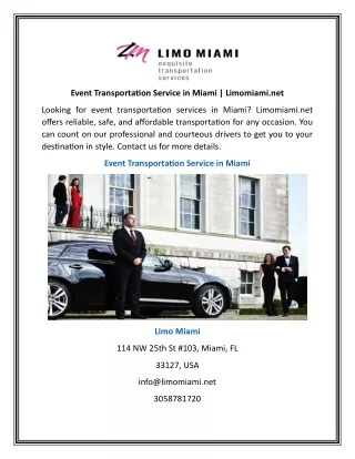 event transportation service in miami limomiami