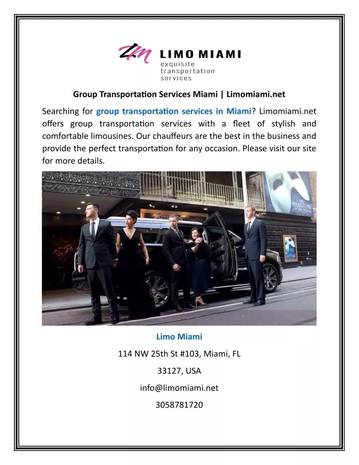 group transportation services miami limomiami net