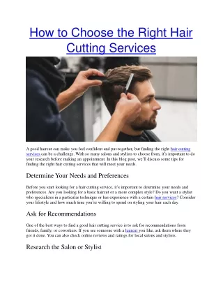 How to Choose the Right Hair Cutting Services