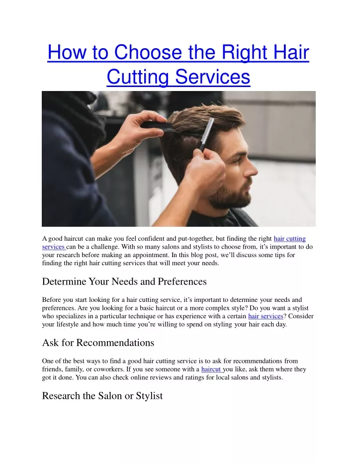 how to choose the right hair cutting services