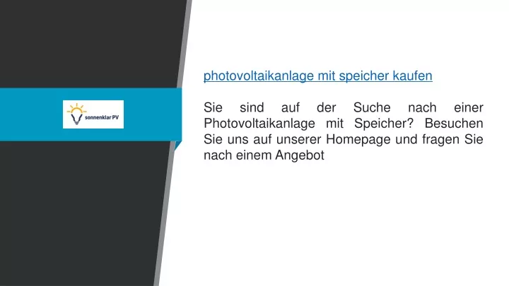 photovoltaikanlage mit speicher kaufen sie sind