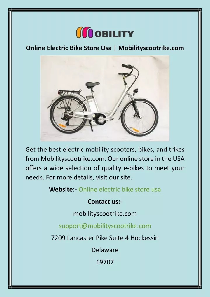 online electric bike store usa mobilityscootrike