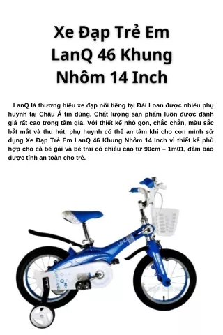 Xe Đạp Trẻ Em LanQ 46 Khung Nhôm 14 Inch