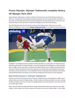 France Olympic Olympic Taekwondo complete history till Olympic Paris 2024