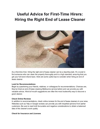 End Of Lease Cleaning Melbourne Services - House Cleaner