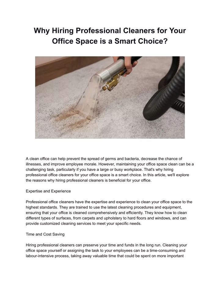 why hiring professional cleaners for your office