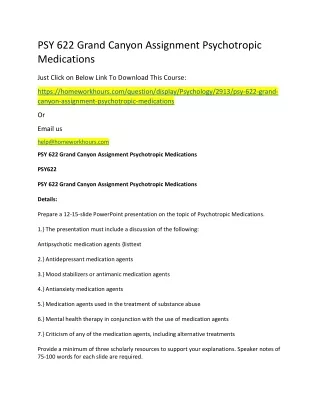 psy 622 grand canyon assignment psychotropic